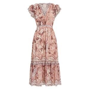 ULLA JOHNSON Celestia Silk Floral Dress 0
